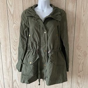 Loft Oversized Olive Green Anorak Jacket, Gold Buttons, Women’s SP